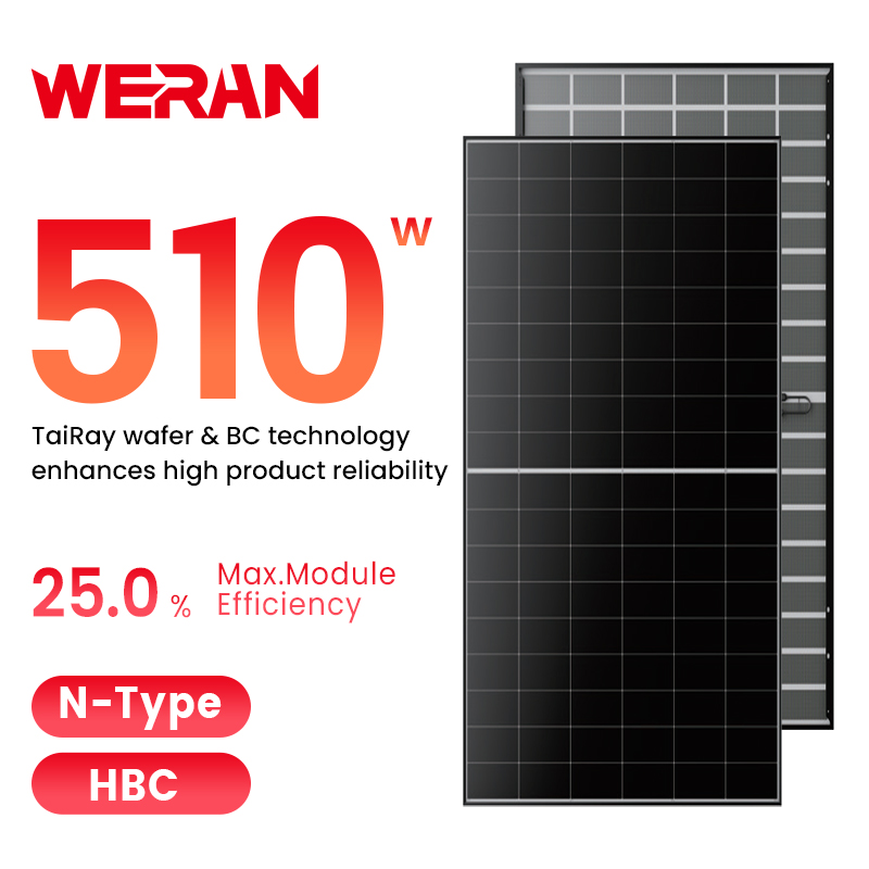 WERAN 495-510W Residential Back Contact Solar Panel – OEM dubbelglas takmodul för distributörer och installatörer
